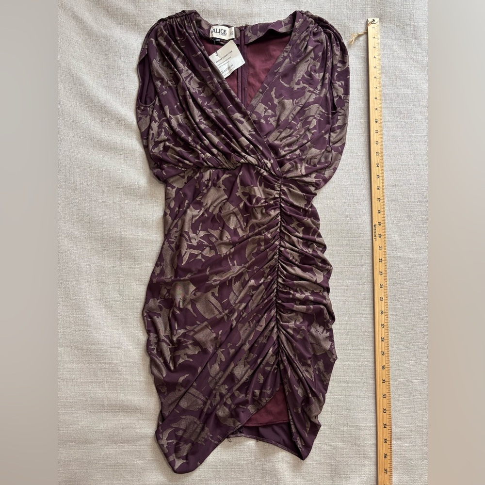 ALICE by Temperley Purple and Gold Mini Dress